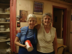 Martha Hennessey, Dorothy Day’s granddaughter in with Suzanne Belote Shanley in Catholic Worker Maryhouse in New York City